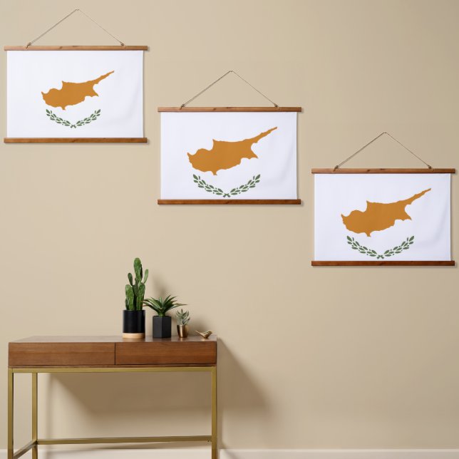 Tapiz Con Marco De Madera Bandera de Chipre (Asimétrico)