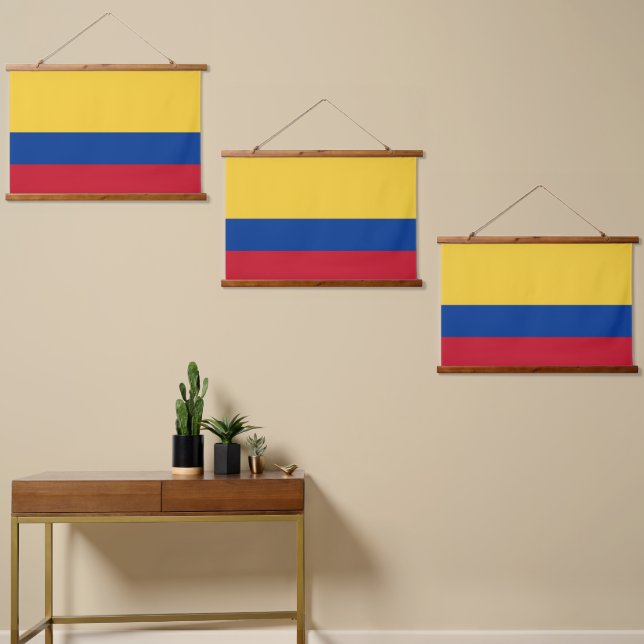 Tapiz Con Marco De Madera Bandera de Colombia (Asimétrico)