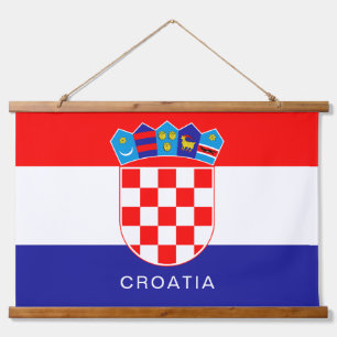 Tapiz Con Marco De Madera Bandera de Croacia con texto Personalizado