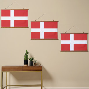 Tapiz Con Marco De Madera Bandera de Dinamarca