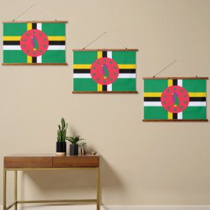 Tapiz Con Marco De Madera Bandera de Dominica