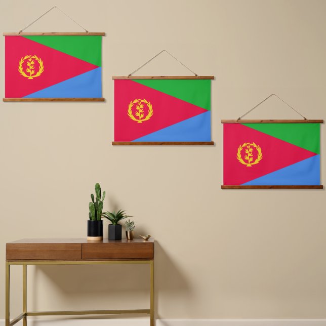 Tapiz Con Marco De Madera Bandera de Eritrea (Asimétrico)