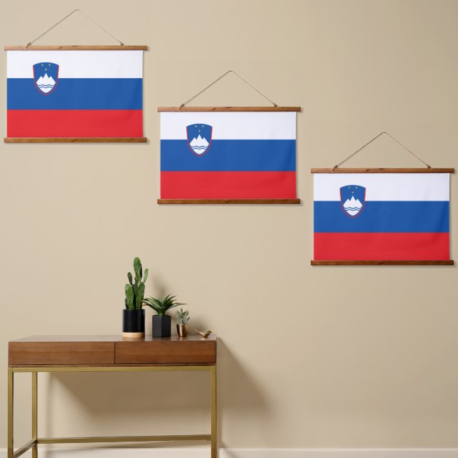 Tapiz Con Marco De Madera Bandera de Eslovenia (Asimétrico)