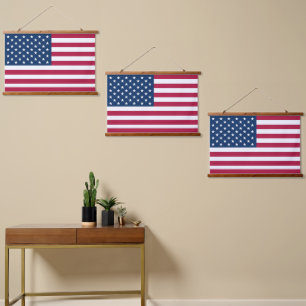 Tapiz Con Marco De Madera Bandera de Estados Unidos