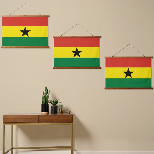 Tapiz Con Marco De Madera Bandera de Ghana (Asimétrico)