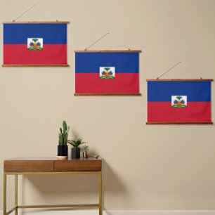 Tapiz Con Marco De Madera Bandera de Haití