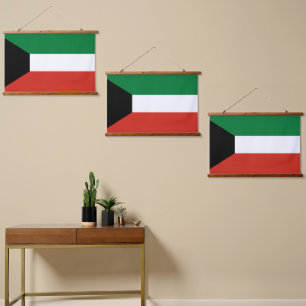 Tapiz Con Marco De Madera Bandera de Kuwait