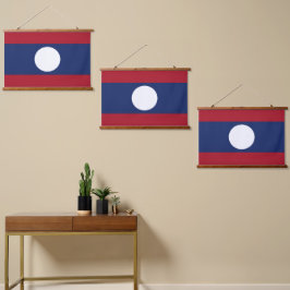 Tapiz Con Marco De Madera Bandera de Laos