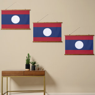 Tapiz Con Marco De Madera bandera de Laos