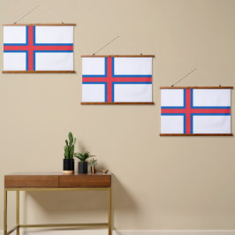 Tapiz Con Marco De Madera Bandera de las Islas Feroe