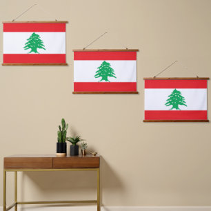 Tapiz Con Marco De Madera bandera de Líbano