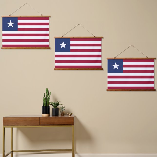 Tapiz Con Marco De Madera Bandera de Liberia (Asimétrico)