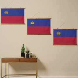 Tapiz Con Marco De Madera Bandera de Liechtenstein