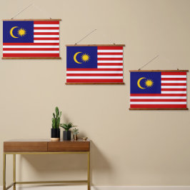 Tapiz Con Marco De Madera Bandera de Malasia