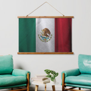 Tapiz Con Marco De Madera Bandera de México