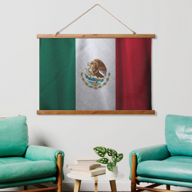 Tapiz Con Marco De Madera Bandera de México (Sala de estar)