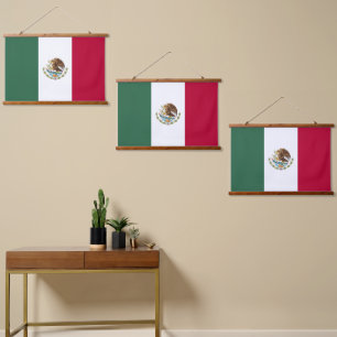 Tapiz Con Marco De Madera Bandera de México