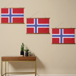 Tapiz Con Marco De Madera Bandera de Noruega