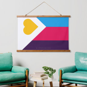 Tapiz Con Marco De Madera Bandera de orgullo de poliamor tricolor de Slipper