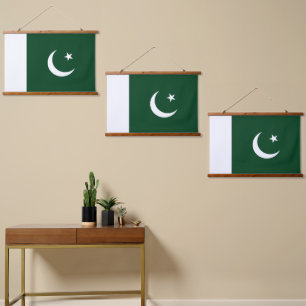 Tapiz Con Marco De Madera Bandera de Pakistán