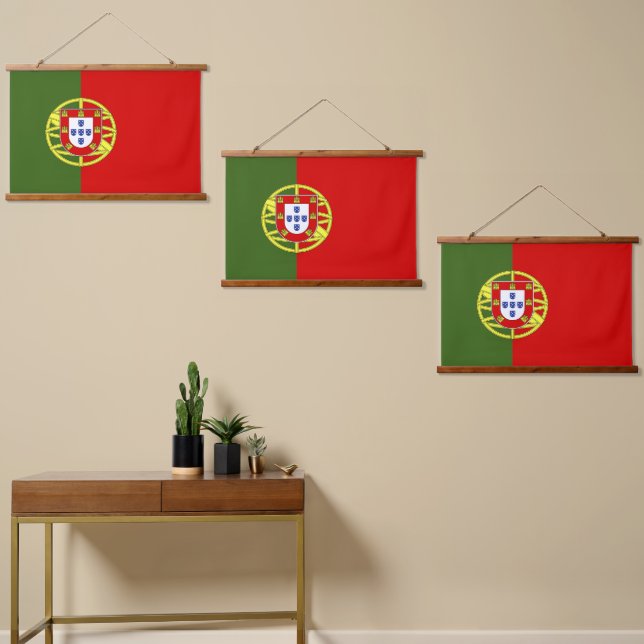 Tapiz Con Marco De Madera Bandera de Portugal (Asimétrico)