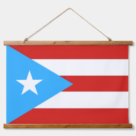 Tapiz Con Marco De Madera Bandera de Puerto Rico