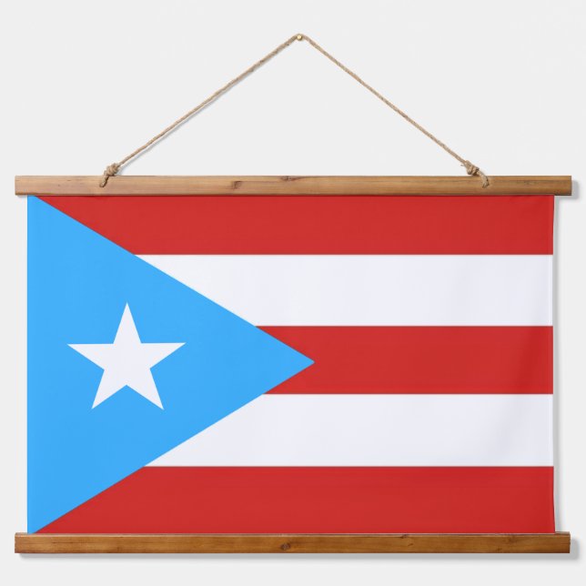 Tapiz Con Marco De Madera Bandera de Puerto Rico (Anverso )