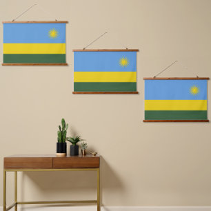 Tapiz Con Marco De Madera Bandera de Ruanda