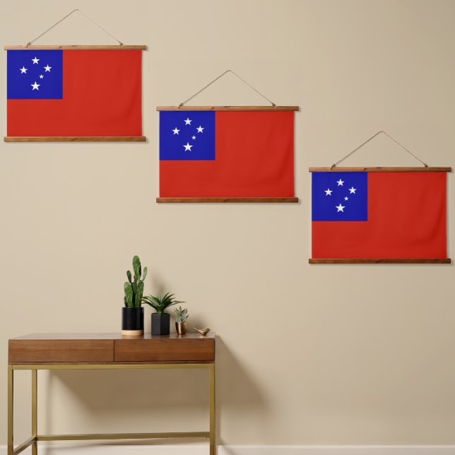 Tapiz Con Marco De Madera Bandera de Samoa (Asimétrico)