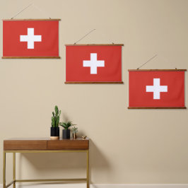 Tapiz Con Marco De Madera Bandera de Suiza