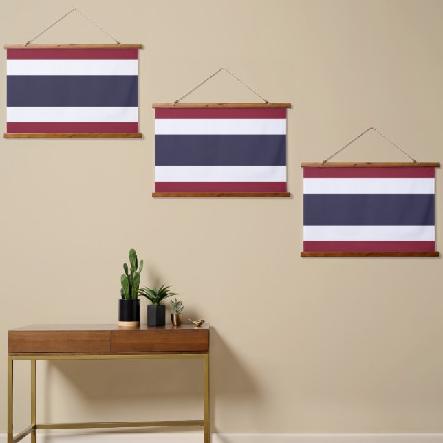 Tapiz Con Marco De Madera Bandera de Tailandia (Asimétrico)