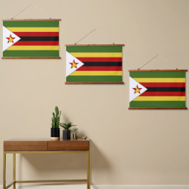 Tapiz Con Marco De Madera Bandera de Zimbabue