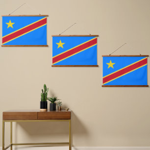 Tapiz Con Marco De Madera Bandera del Congo