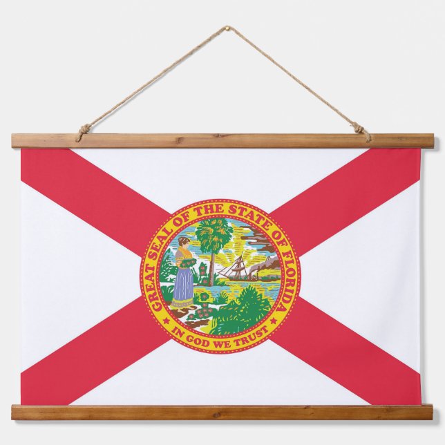 Tapiz Con Marco De Madera Bandera del estado de Florida (Anverso )