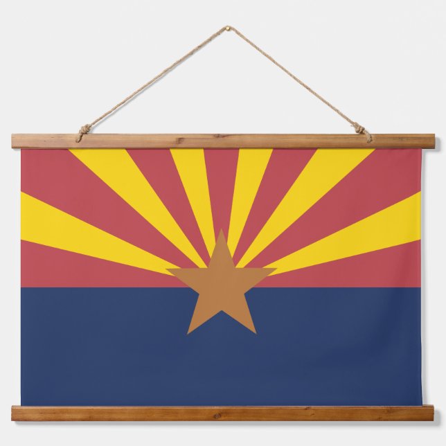 Tapiz Con Marco De Madera Bandera Estatal de Arizona (Anverso )