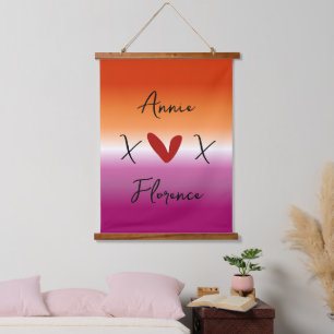 Tapiz Con Marco De Madera Bandera lesbiana X Love X Sunset