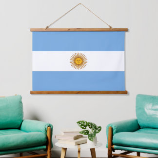 Tapiz Con Marco De Madera Bandera Nacional Argentina Decoración Patriótica A