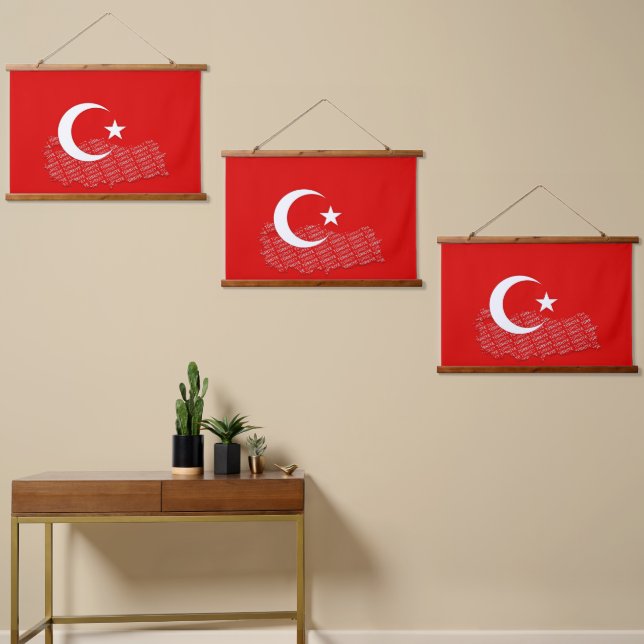 Tapiz Con Marco De Madera Bandera turca (Asimétrico)