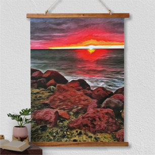 Tapiz Con Marco De Madera Banderas Rocky Sunset 914
