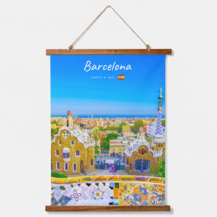 Tapiz Con Marco De Madera Barcelona, España - Parque Güell Mosaico Gaudí