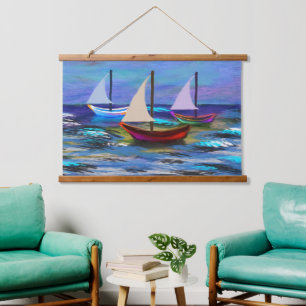 Tapiz Con Marco De Madera Barcos marítimos
