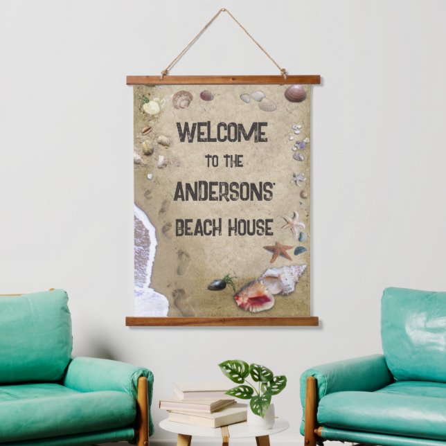 Tapiz Con Marco De Madera Beach House (personalizable) (Sala de estar)