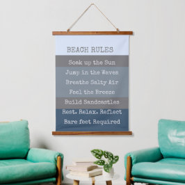 Tapiz Con Marco De Madera Beach Rules Colorblock moderno