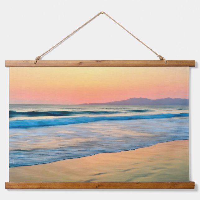 Tapiz Con Marco De Madera Beach Sunset (Anverso )