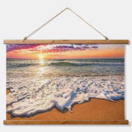 Tapiz Con Marco De Madera Beach Sunset