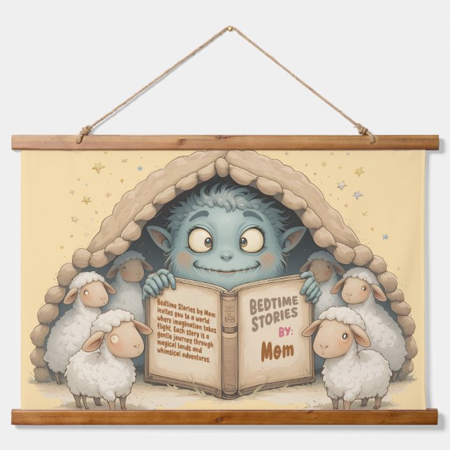 Tapiz Con Marco De Madera Bedtime Stories by Mom Cute Monster Baby Blanket (Anverso )
