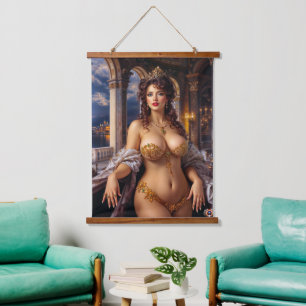 Tapiz Con Marco De Madera Belleza Opulenta Elegancia Regia Retrato por Xzend