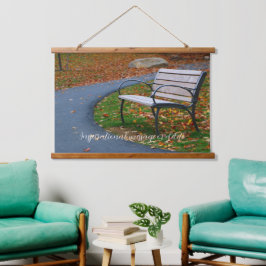 Tapiz Con Marco De Madera Bench Along A Fall Sidewalk Stroll