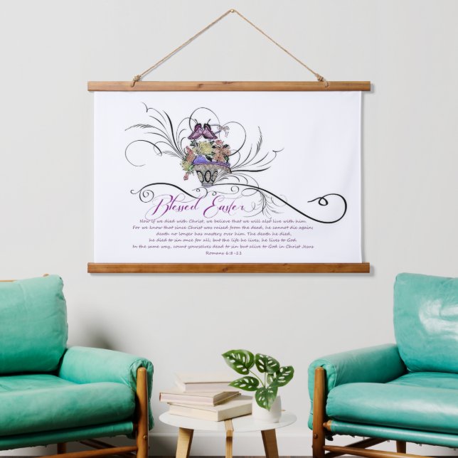 Tapiz Con Marco De Madera Bendita Pascua (Sala de estar)