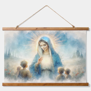Tapiz Con Marco De Madera Bendita Virgen María con hijos